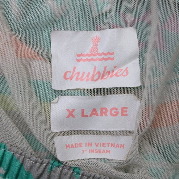 Chubbies Swim Trunks Mens XL Green Geometric Mesh Lined Stretch w/ 7" inseam - Picture 10 of 12